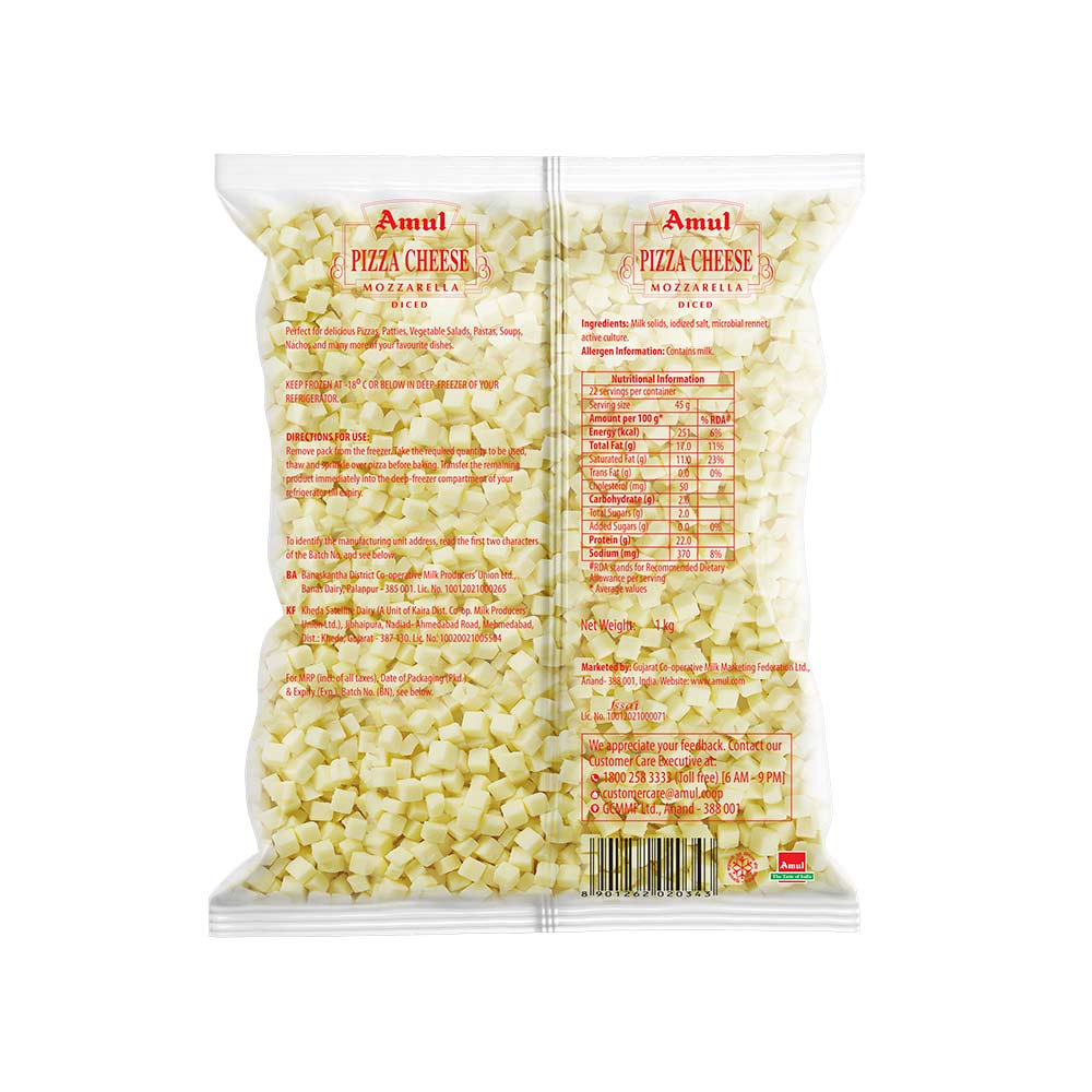 Amul - Cheese, Diced Mozzarella, 1 Kg - Image 2