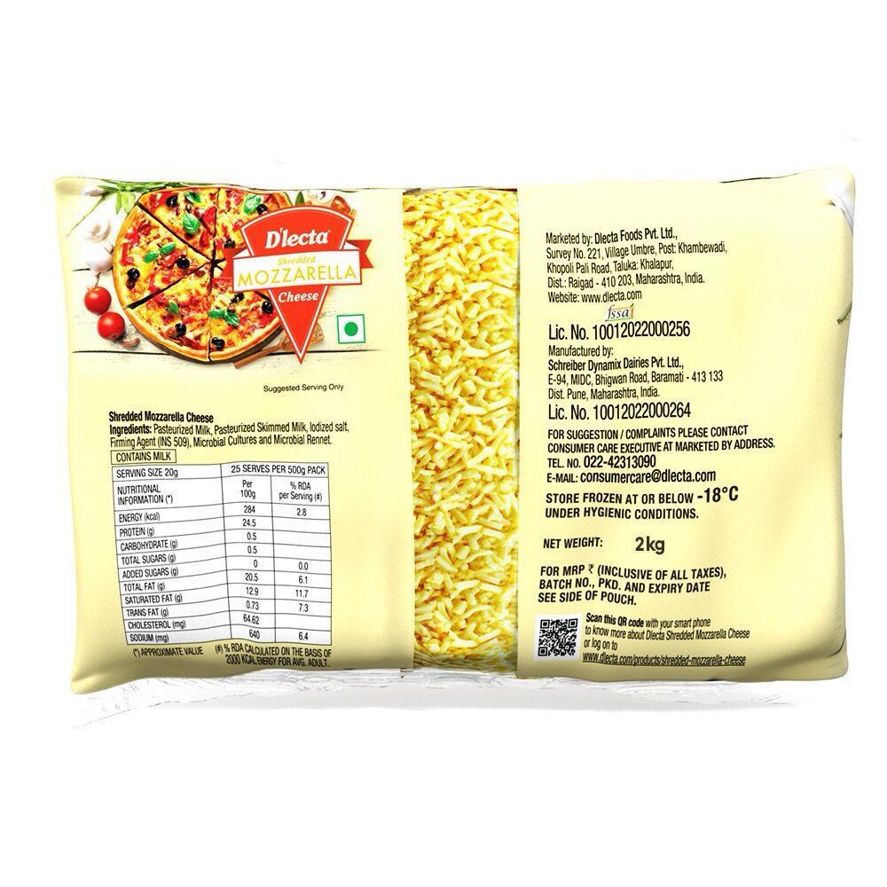 D'lecta - Mozzarella Cheese (Shredded), 2 Kg - Image 2